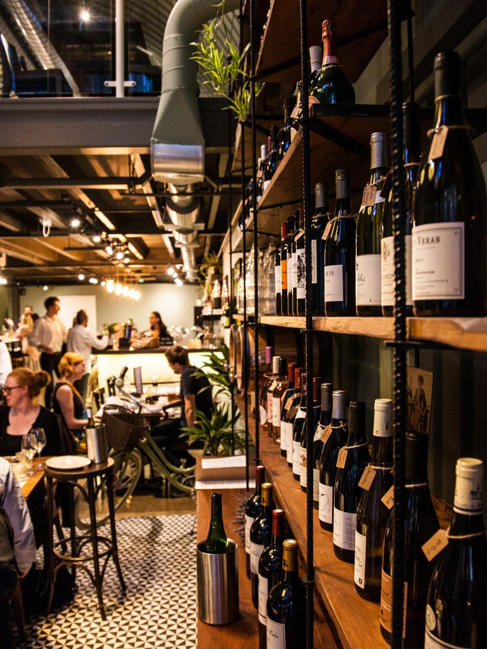 Selection of wines on shelves inside The French Quarter restaurant